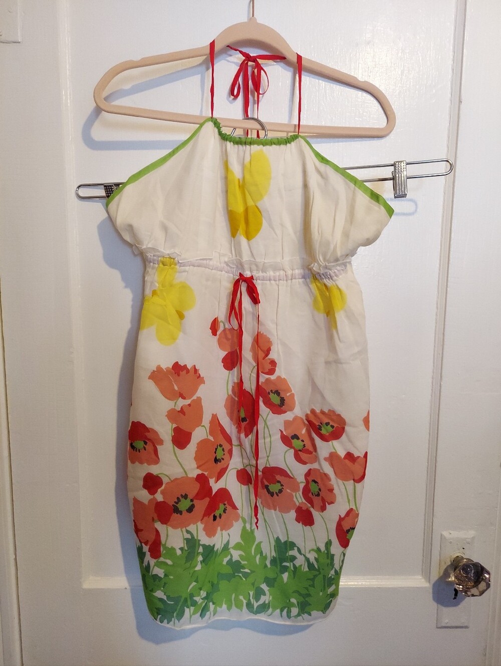 Anna Sui Anthropologie Halter Dress Womens M Floral Boho Botanical Whimsical